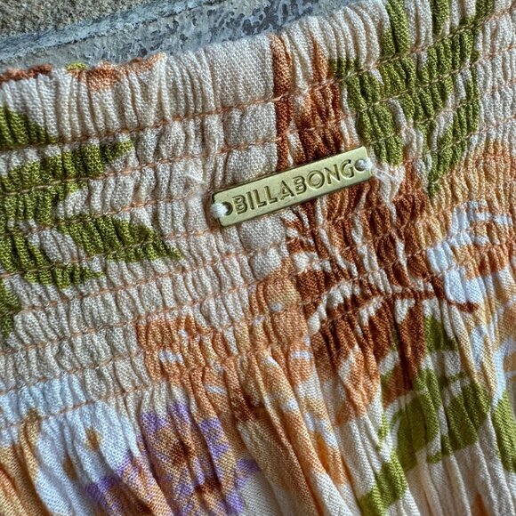 Billabong Floral Wide Leg Pants - Orange, Green, Pink - Picture 4 of 7